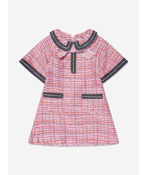 Mama Luma Girls Elegant Tweed Dress in Pink le des métaux précieux