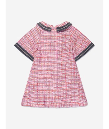 Mama Luma Girls Elegant Tweed Dress in Pink le des métaux précieux