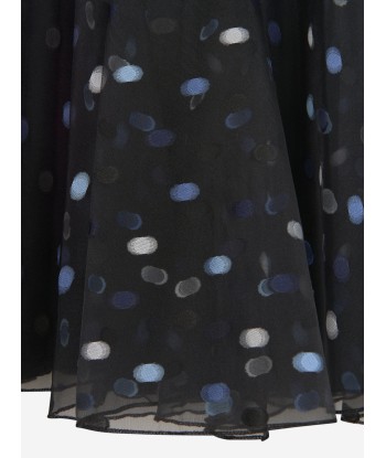 Mama Luma Girls Flared Polka Dot Dress in Navy soldes