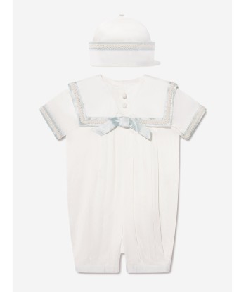 Sarah Louise Baby Boys Romper And Hat in Ivory votre