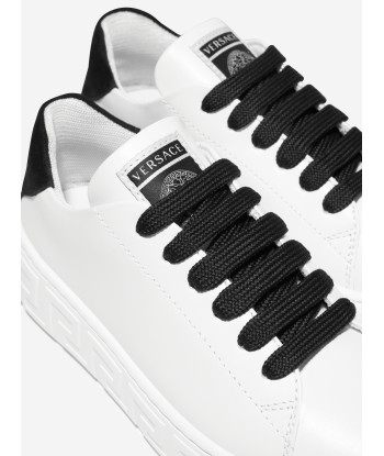 Versace Kids Leather Logo Trainers in White hantent personnes