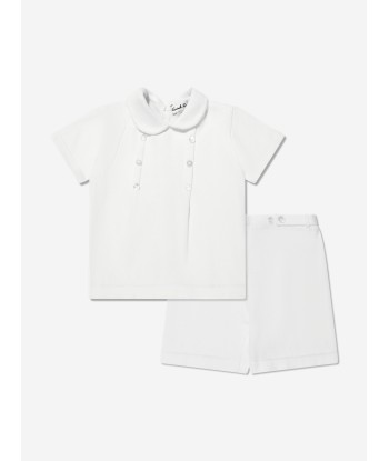 Sarah Louise Baby Boys 2 Piece Set in White ou a consommer sur place