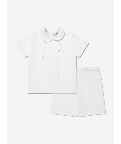 Sarah Louise Baby Boys 2 Piece Set in White ou a consommer sur place