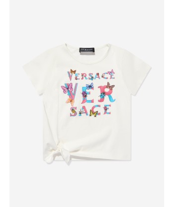 Versace Girls Logo T-Shirt in White du meilleur 