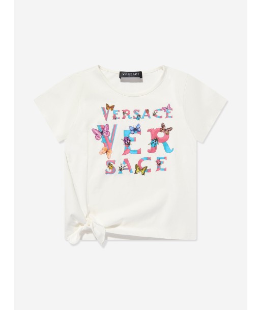 Versace Girls Logo T-Shirt in White du meilleur 