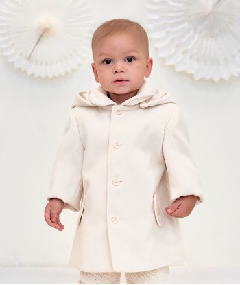 Sarah Louise Boys Hooded Coat in Ivory Jusqu'à 80% De Réduction