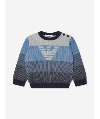 Emporio Armani Baby Boys Logo Jumper in Blue en stock