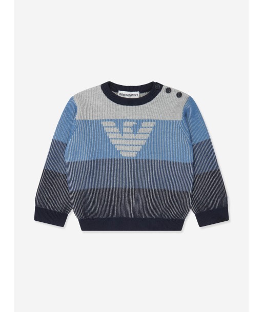 Emporio Armani Baby Boys Logo Jumper in Blue en stock