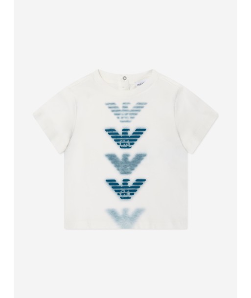 Emporio Armani Baby Boys Logo T-Shirt in White chez Cornerstreet bien 