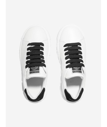 Versace Kids Leather Logo Trainers in White hantent personnes