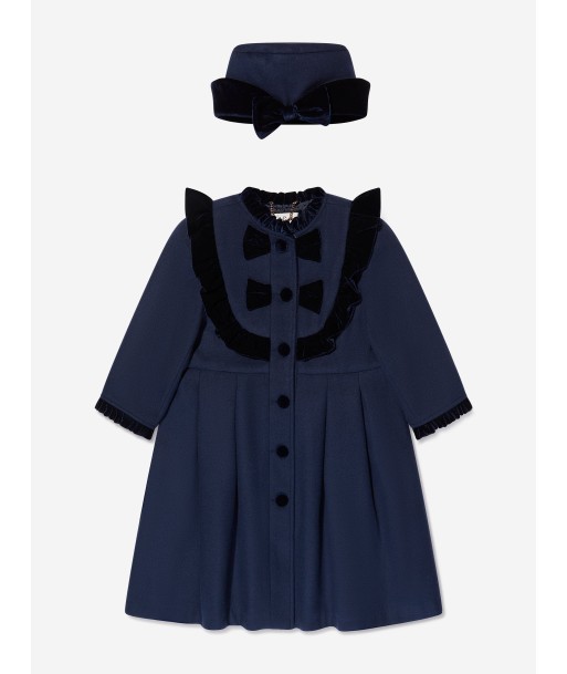 Sarah Louise Girls Coat And Hat Set in Navy des créatures d'habitude