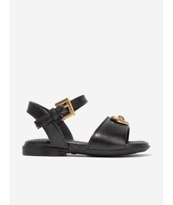 Versace Girls Leather Logo Sandals in Black 2 - 3 jours ouvrés.