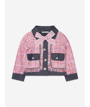 Mama Luma Girls Elegant Tweed Jacket in Pink Profitez des Offres !