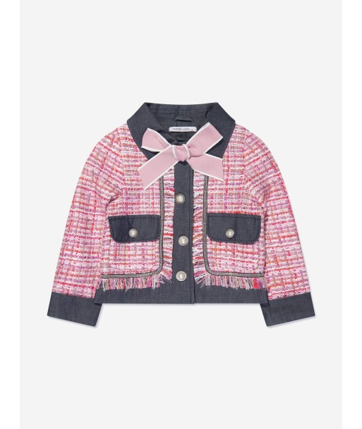 Mama Luma Girls Elegant Tweed Jacket in Pink Profitez des Offres !