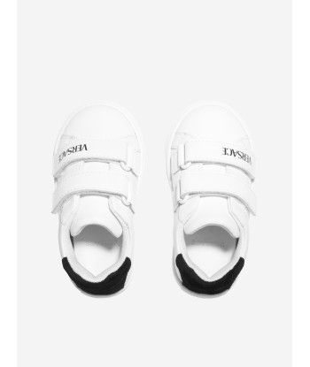 Versace Kids Leather Velcro Trainers in White chez Cornerstreet bien 