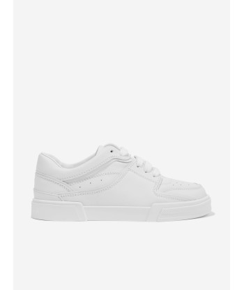 Dolce & Gabbana Boys Leather Logo Trainers in White votre