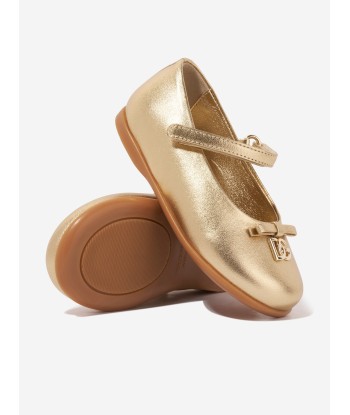 Dolce & Gabbana Girls Leather Mary Jane Shoes in Gold Comparez et commandez 