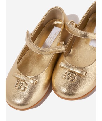 Dolce & Gabbana Girls Leather Mary Jane Shoes in Gold Comparez et commandez 