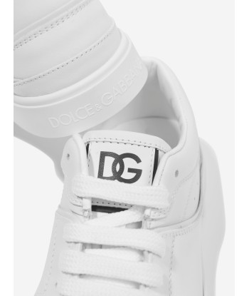 Dolce & Gabbana Boys Leather Logo Trainers in White votre