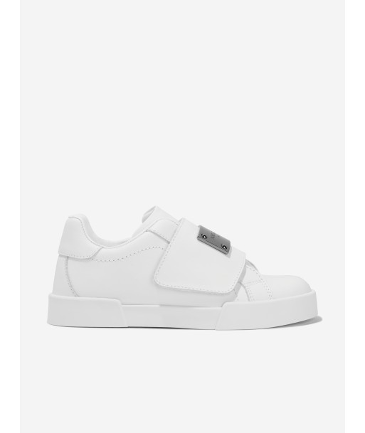 Dolce & Gabbana Boys Leather Velcro Strap Trainers in White 2023