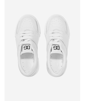 Dolce & Gabbana Boys Leather Logo Trainers in White votre