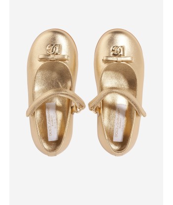 Dolce & Gabbana Girls Leather Mary Jane Shoes in Gold Comparez et commandez 