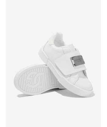 Dolce & Gabbana Boys Leather Velcro Strap Trainers in White 2023