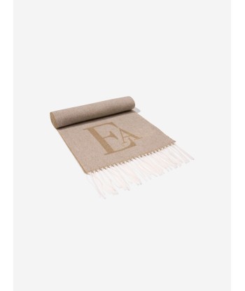 Emporio Armani Girls Wool Logo Scarf in Beige commande en ligne