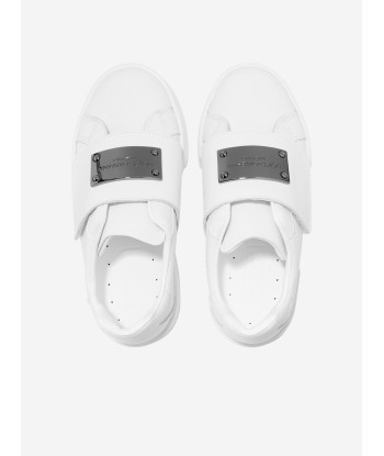 Dolce & Gabbana Boys Leather Velcro Strap Trainers in White 2023