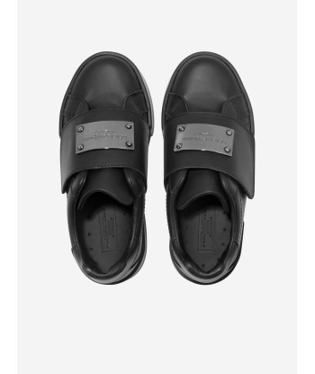 Dolce & Gabbana Boys Leather Velcro Strap Trainers in Black des créatures d'habitude