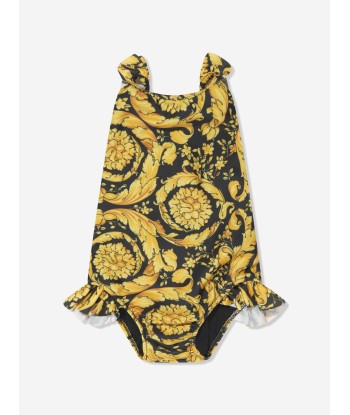 Versace Baby Girls Baroque Swimsuit in Black s'inspire de l'anatomie humaine