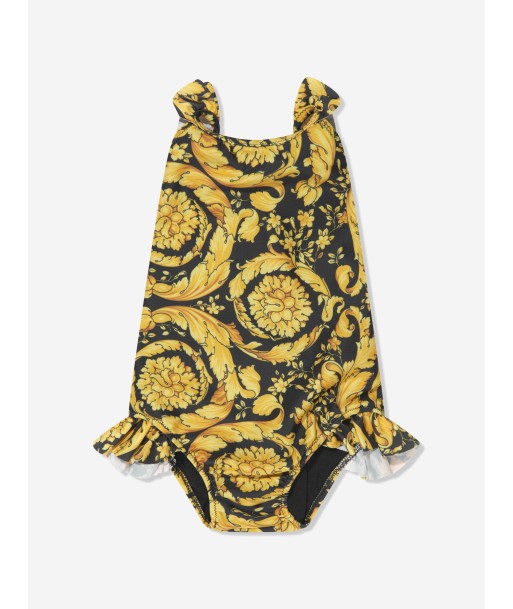 Versace Baby Girls Baroque Swimsuit in Black s'inspire de l'anatomie humaine