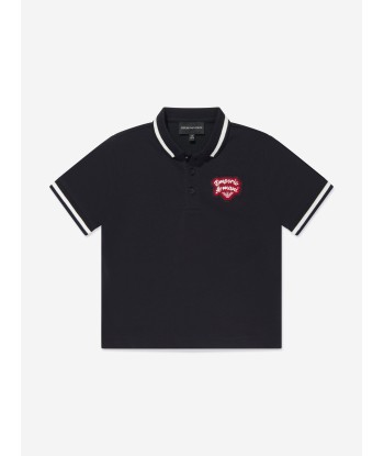 Emporio Armani Boys Logo Polo Shirt in Navy rembourrage situé sous