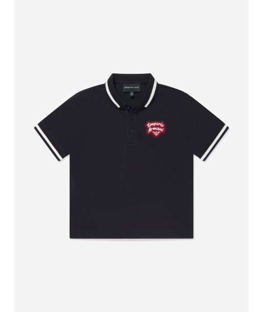 Emporio Armani Boys Logo Polo Shirt in Navy rembourrage situé sous