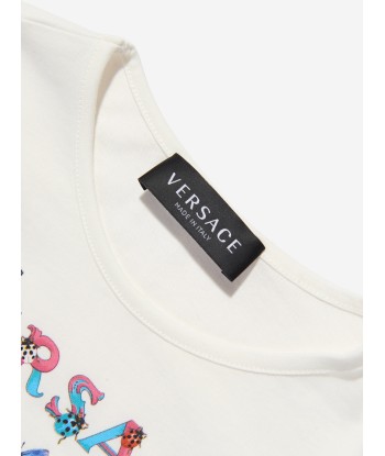 Versace Girls Logo T-Shirt in White du meilleur 