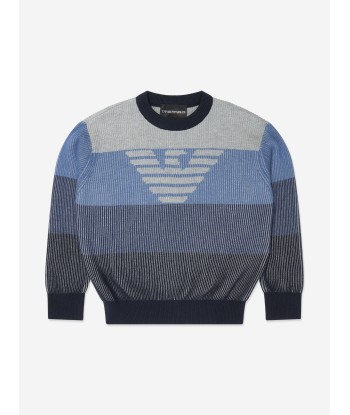 Emporio Armani Boys Logo Jumper in Blue des créatures d'habitude