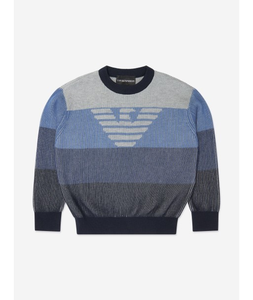 Emporio Armani Boys Logo Jumper in Blue des créatures d'habitude