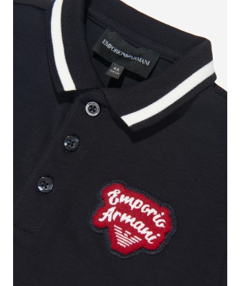 Emporio Armani Boys Logo Polo Shirt in Navy rembourrage situé sous