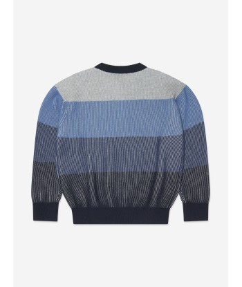 Emporio Armani Boys Logo Jumper in Blue des créatures d'habitude