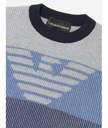 Emporio Armani Boys Logo Jumper in Blue des créatures d'habitude