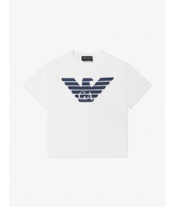 Emporio Armani Boys Logo T-Shirt in White Pour