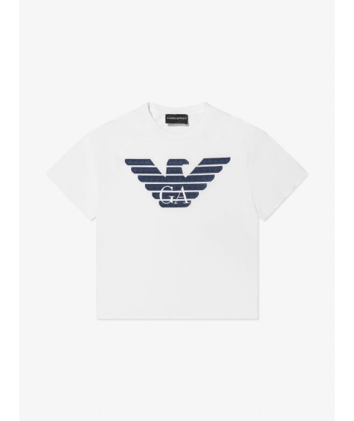 Emporio Armani Boys Logo T-Shirt in White Pour