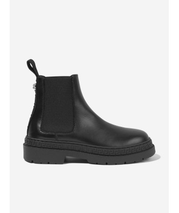 Versace Kids Leather Chelsea Boots in Black de technologie