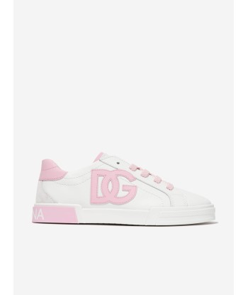 Dolce & Gabbana Girls Leather Logo Trainers in White Les êtres humains sont 