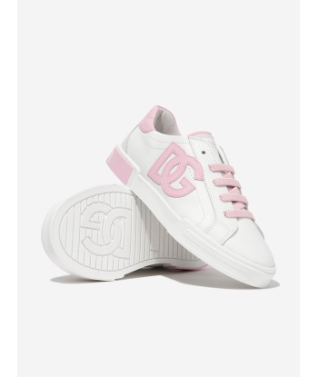 Dolce & Gabbana Girls Leather Logo Trainers in White Les êtres humains sont 