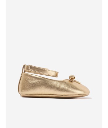 Dolce & Gabbana Baby Girls Leather Pre-Walker Shoes in Gold Fin de série