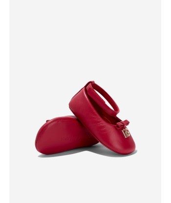 Dolce & Gabbana Baby Girls Leather Pre-Walker Shoes in Red paiement sécurisé