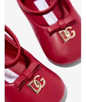 Dolce & Gabbana Baby Girls Leather Pre-Walker Shoes in Red paiement sécurisé