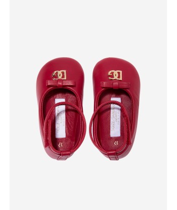 Dolce & Gabbana Baby Girls Leather Pre-Walker Shoes in Red paiement sécurisé