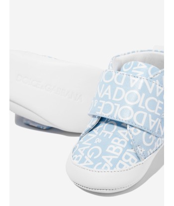 Dolce & Gabbana Baby Boys Leather Logo Pre-Walkers in Blue pour bénéficier 